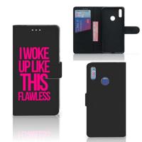 Huawei Y7 (2019) Hoesje met naam Woke Up - Origineel Cadeau Zelf Maken - thumbnail