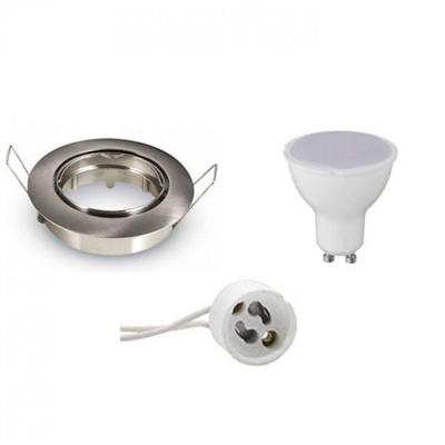 LED Inbouwspot Set GU10 Mat Chroom - 8W - Kantelbaar 6400K Koud Wit - Aigi