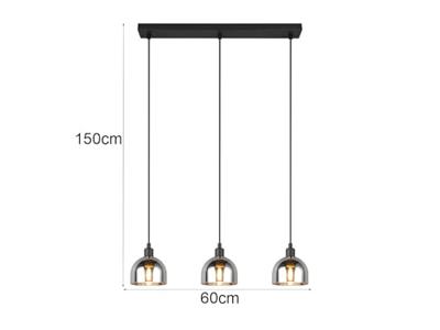 Trio Zwarte hanglampMolly 3-lichts wit glas - R31863032