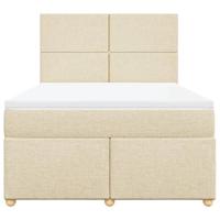 Boxspring met matras stof crèmekleurig 160x200 cm - thumbnail