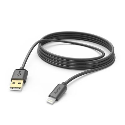 Hama USB-Kabel, USB-A naar Lightning, 3 m, zwart Oplader Zwart Hama USB-Kabel, USB-A naar Lightning, 3 m, zwart Oplader Zwart