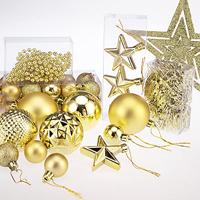 Kerstboom decoraties - Set van 66 - goudkleurig - thumbnail