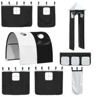 Stapelbed met glijbaan en gordijnen wit en zwart 90x190 cm - thumbnail