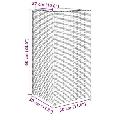 VidaXL Plantenbakken 2 st 30x30x60 cm poly rattan grijs