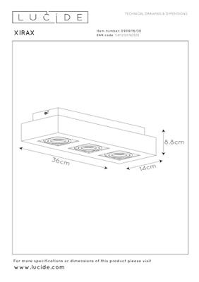 Lucide XIRAX - Plafondspot - LED Dim to warm - GU10 - 3x5W 2200K/3000K - Zwart