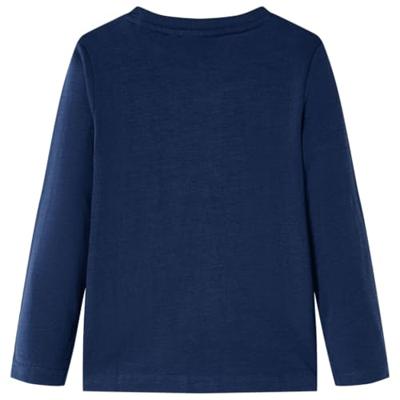 Kindershirt met lange mouwen helmprint 92 gemleerd marineblauw