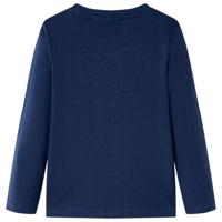 Kindershirt met lange mouwen helmprint 128 gemleerd marineblauw - thumbnail