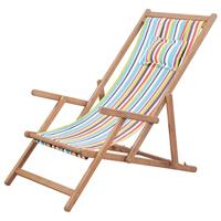 VidaXL Opklapbare stoel met stoffen bekleding en houten frame, meerkleurig. - thumbnail