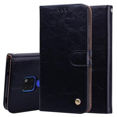 Zakelijke stijl olie Wax textuur horizontale Flip leren Case voor Huawei Mate 20 met houder & kaartsleuven & portemonnee (zwart)