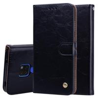 Zakelijke stijl olie Wax textuur horizontale Flip leren Case voor Huawei Mate 20 met houder & kaartsleuven & portemonnee (zwart) - thumbnail