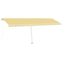 Luifel vrijstaand handmatig uittrekbaar 600x350 cm geel en wit - thumbnail