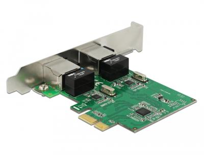 Delock 89999 PCI Express x1-kaart 2 x RJ45 Gigabit LAN RTL8111