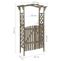 Pergola met poort 116x40x204 cm massief vurenhout grijs - thumbnail