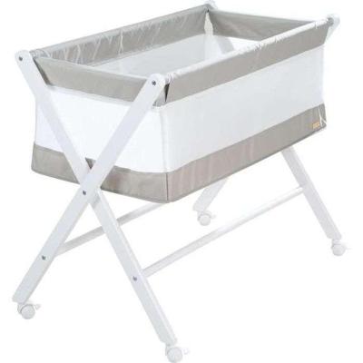 Culla pieghevole per dormire insieme - ROBA - Tela e rete - Materasso e ruote con freno - 90 x 45 cm - Grigio / Bianco