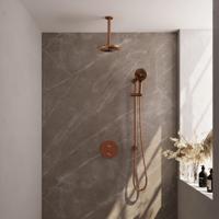 Brauer Copper Carving Thermostatische Regendoucheset Inbouw - Hoofddouche 20 cm - 3 Weg - Handdouche Rond 3 Standen - Doucheslang - Geintegreerde Glijstang - thumbnail