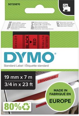 Labeltape dymo labelmanager d1 polyester 19mm rood