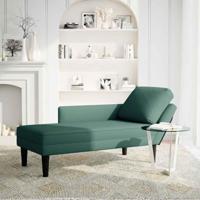 Chaise longue met kussen&rechterarmleuning fluweel donkergroen - thumbnail