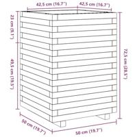 Plantenbak 50x50x72,5 cm massief grenenhout wit - thumbnail