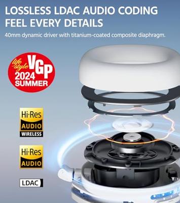 Edifier W830NB Draadloze overoor hoofdtelefoon met -45dB Actieve ruisonderdrukking, 94-uur speeltijd, LDAC Hi-Res geluid, Bluetooth V5.4 - Grijs