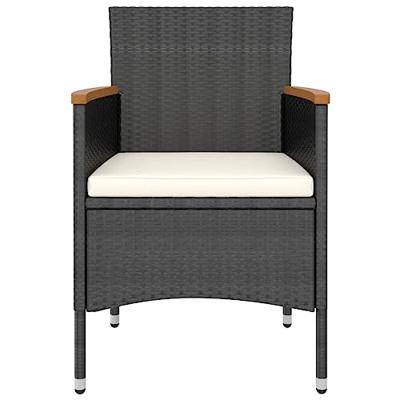 5-delige Tuinset poly rattan en massief acaciahout zwart