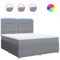 Boxspring met matras stof lichtgrijs 180x200 cm - thumbnail