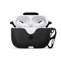 Twelve South AirSnap Pro | Volnerf lederen beschermhoes/hoes met verliespreventieclip en optionele draagriem voor AirPods Pro, zwart - thumbnail