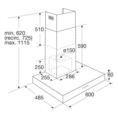 ETNA AB160RVS afzuigkap Afzuigtafel 414 m³/uur E ETNA AB160RVS afzuigkap Afzuigtafel 414 m³/uur E