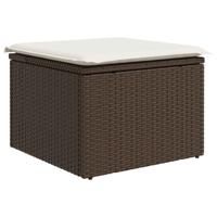 7-delige Loungeset met kussens poly rattan bruin - thumbnail