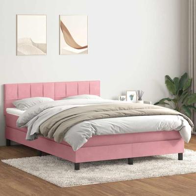 Boxspring met matras fluweel roze 160x210 cm