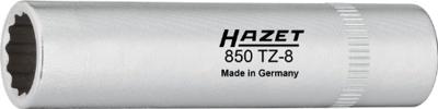 HAZET Inzetstuk kettingkastbekleding 850TZ-8 · 1/4 inch (6,3 mm) vierkant hol · Buitentwaalfkant tractieprofiel · SW 8 mm HAZET Inzetstuk kettingkastbekleding 850TZ-8 · 1/4 inch (6,3 mm) vierkant hol · Buitentwaalfkant tractieprofiel · SW 8 mm