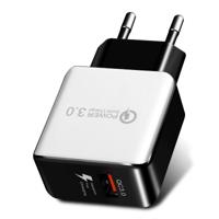 1USB QC 3 0 draad tekening Quick Charger EU plug (wit) - thumbnail