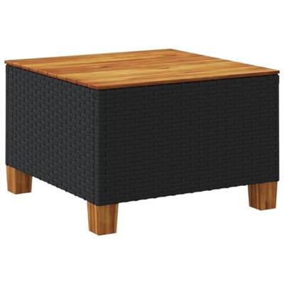 Tuintafel 55x55x36 cm poly rattan en acaciahout zwart Tuintafel 55x55x36 cm poly rattan en acaciahout zwart