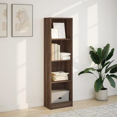 Boekenkast 40x24x143 cm bewerkt hout bruin eikenkleurig