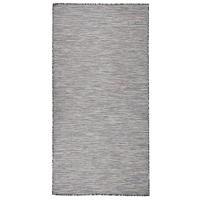 VidaXL Buitenkleed platgeweven 100x200 cm bruin en blauw - thumbnail