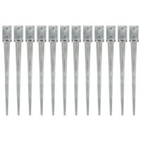 Grondpinnen 12 st 9x9x90 cm gegalvaniseerd staal zilverkleurig - thumbnail