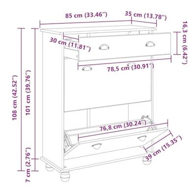 Schoenenkast ASKIM Bruin 85 x 35 x 108 cm Massief grenenhout