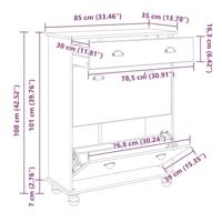 Schoenenkast ASKIM Wit 85 x 35 x 108 cm Massief grenenhout - thumbnail