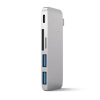 SATECHI Aluminium Type-C USB 3.0 3-in-1 Combo Hub Met USB-C Pass-Through - Voor M2/ M1 Macbook Pro/Air, M2/ M1 iPad Pro/Air, M2 Mac Mini, iMac M1 (Zilver) - thumbnail
