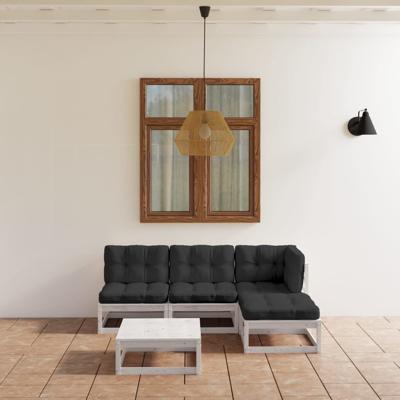 5-delige Loungeset met kussens massief grenenhout