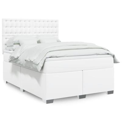 Boxspring met matras kunstleer wit 140x190 cm