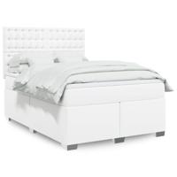 Boxspring met matras kunstleer wit 140x190 cm - thumbnail