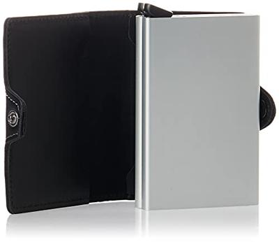 Secrid Twinwallet Vintage Portemonnee Zwart Aluminium, Leer