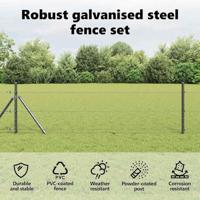 VidaXL Afrasteringspaal grijs 10 x 0,8 m (25 mm gaas) staal en pvc - thumbnail