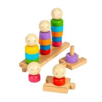 Bigjigs houten regenboogfamilie stapelspeelgoed, 25dlg. - thumbnail