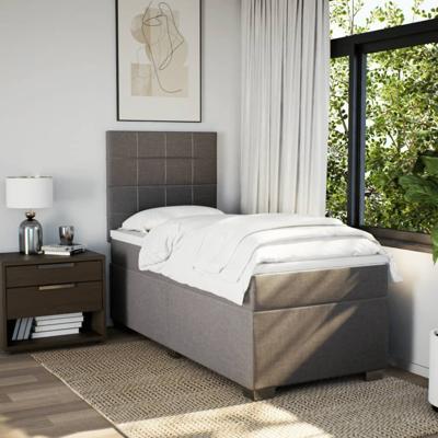 Boxspring met matras stof taupe 90x200 cm - thumbnail