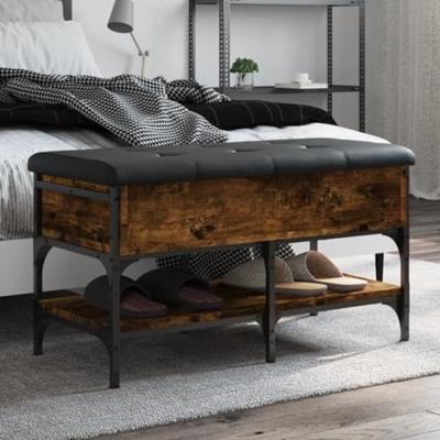 Schoenenbank 82x42x45 cm bewerkt hout gerookt eikenkleurig