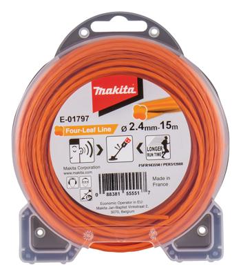 Makita E-01797 Klaverbladvormig maaidraad 2,4x15 meter oranje Makita E-01797 Klaverbladvormig maaidraad 2,4x15 meter oranje