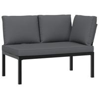 4-delige Loungeset met kussens aluminium zwart - thumbnail