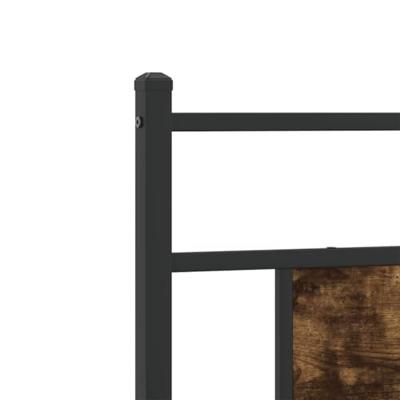 Hoofdbord 90 cm bewerkt hout en staal gerookt eikenkleurig Hoofdbord 90 cm bewerkt hout en staal gerookt eikenkleurig