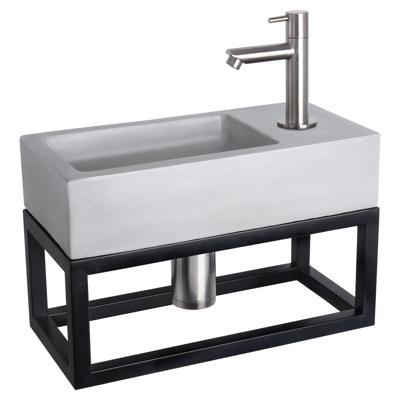 Differnz Ravo fonteinset beton lichtgrijs kraan recht mat chroom 38.5 x 18.5 x 9 cm met handdoekrek
